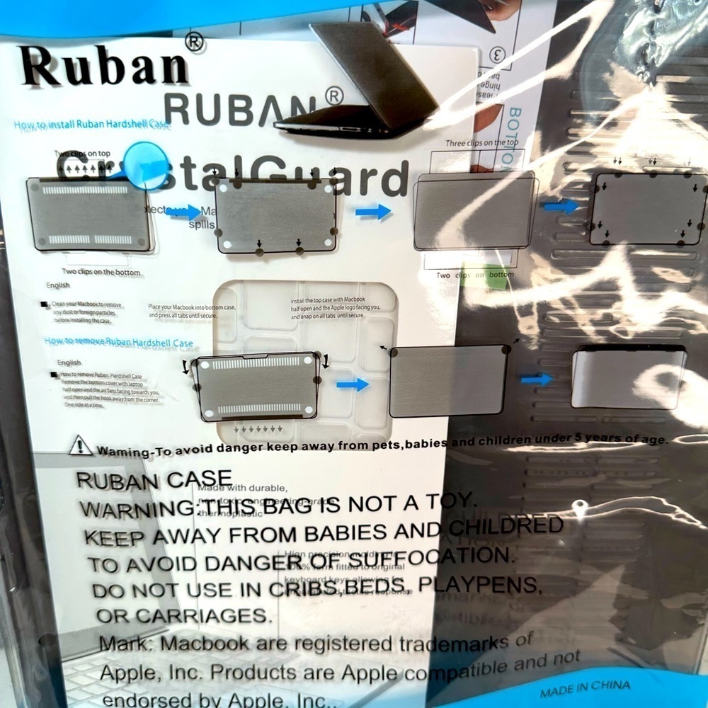 RUBAN Case For MacBook Pro 15 inch HardShell Plastic Guard Keypad Cover - Picture 4 of 5